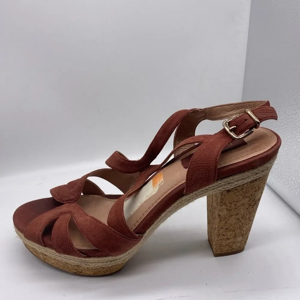 Nurture Rust Color Cork Platform Heels Size 9.5